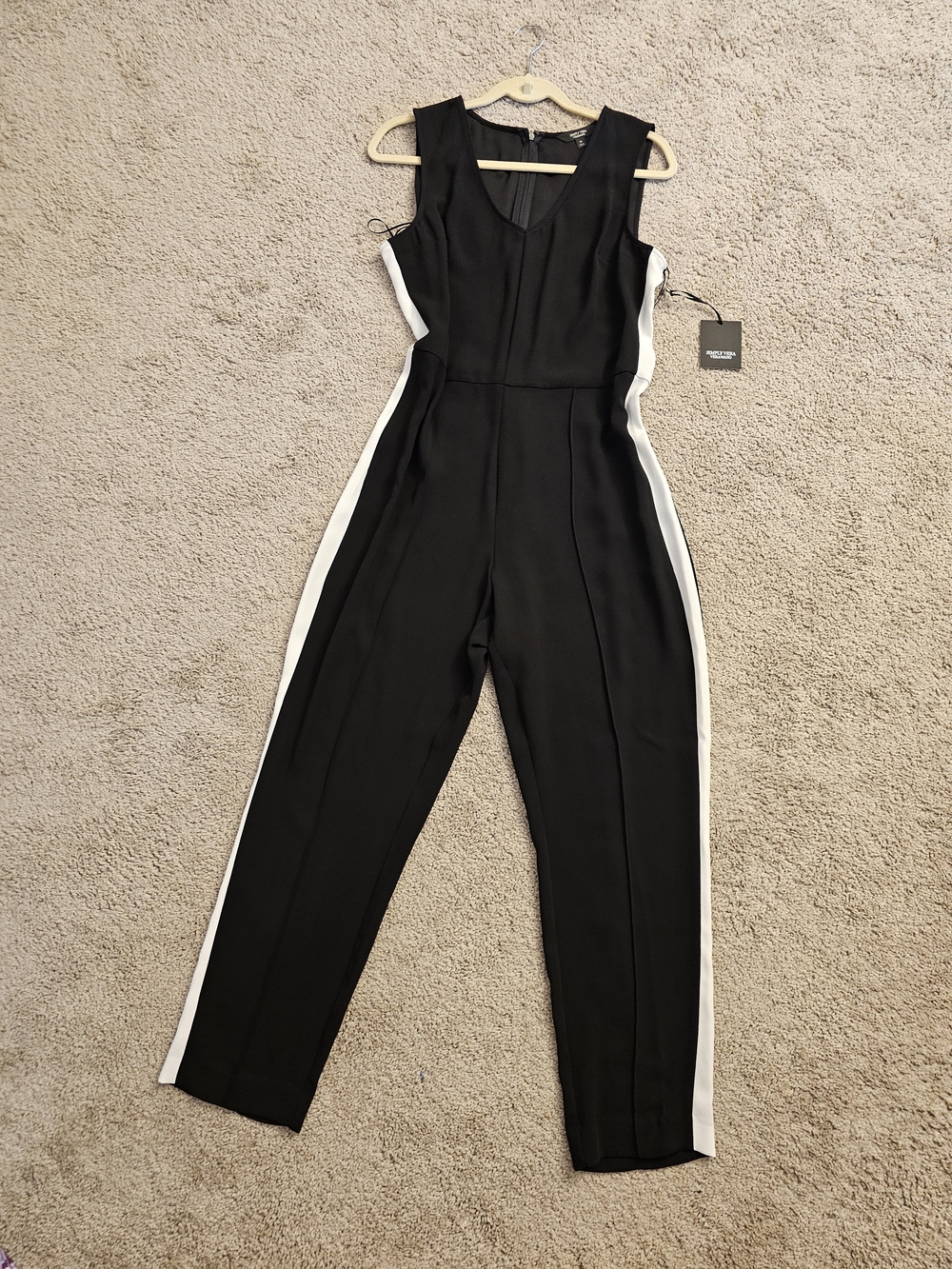 Simply Vera Wang Sleeveless Black Jumpsuit with White Side Panels